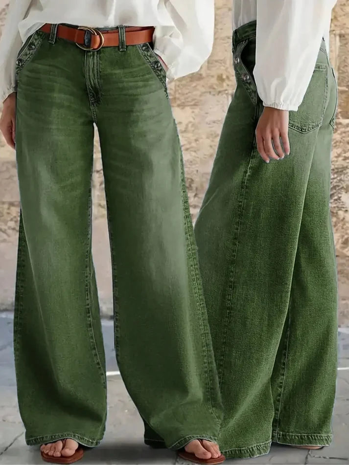 Women's Loose Fit Baggy Oversized Straight Leg Denim Jeans with Pockets